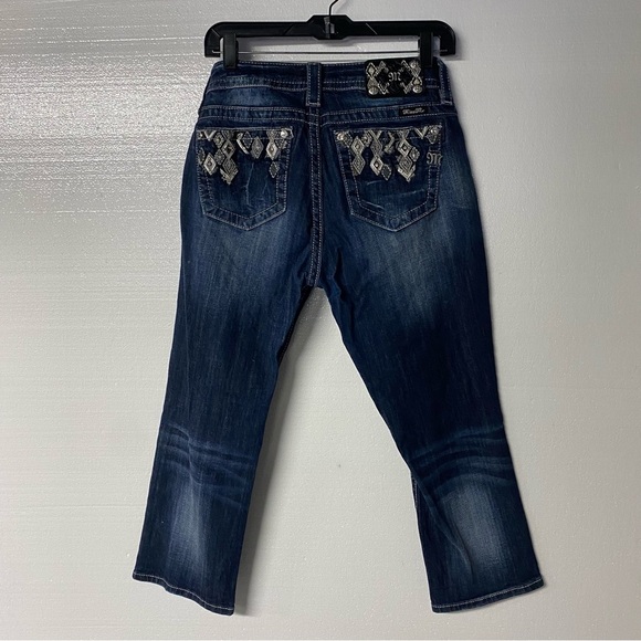 Miss Me Jeans Women 28W Mid Rise Crop Distressed Jeweled Back Pocket ME8316VC - Picture 10 of 13